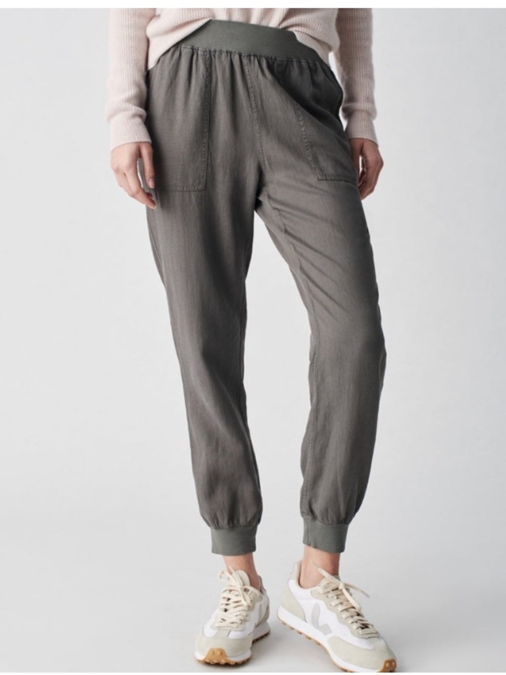 Faherty Women’s Arlie Day Green Linen Blend Jogger Pants Size Medium